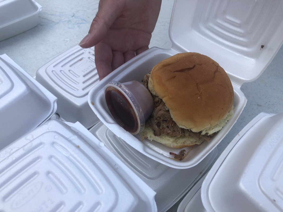 Y’ALL. Look at this fooooood! Yummy pulled pork sandwiches! And look at that awesome cake. Come out and get a slice! @WOWK13News