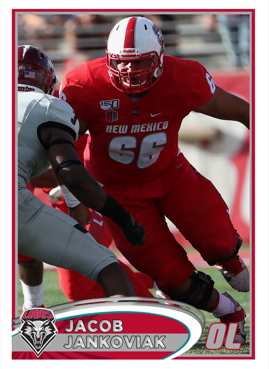 UNMLoboFB's tweet photo. 66 days until kickoff on Aug. 29 with Idaho State.  We highlight our No. 66 Jacob Jankoviak who broke into the starting lineup in his first year in 2019! #GoLobos

Season Tix: https://t.co/9GHIFrYu8f https://t.co/qvgjSSNaKY