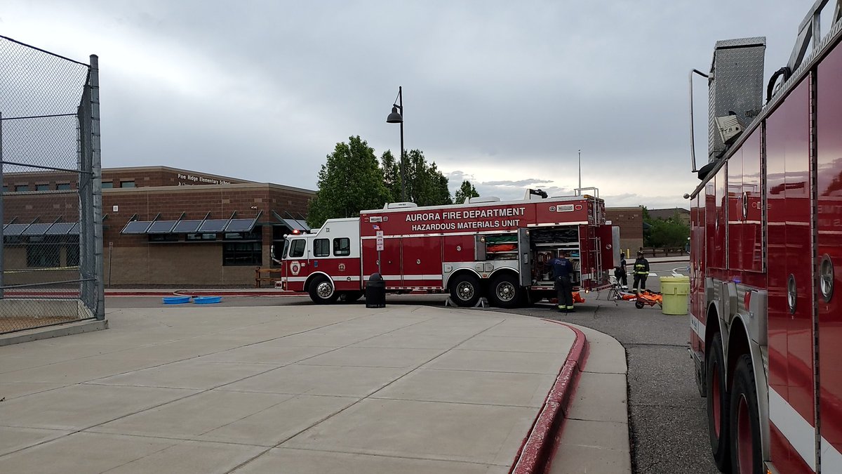 Crews at Pine Ridge Elementary, originally responded to a fire alarm (dispatched at 2:42 p.m.), are investigating a possible hazardous material release. The school was already evacuated. The material is contained to one room and is not a threat to the community.