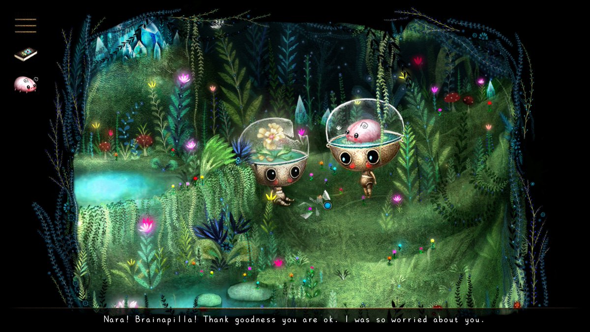 Growbot ( @growbotgame): A beautifully illustrated point and click about strange bio-bots and a worrying crystal intrusion! (I mentioned this the other day but not as part of this thread!)  https://store.steampowered.com/app/661680/Growbot/