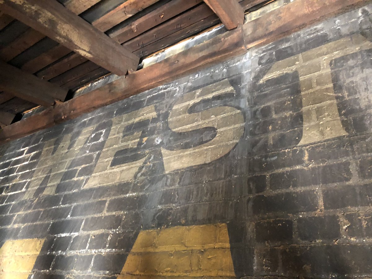 MrSmithOnBlast's tweet photo. The Ditch’s hidden Mail Pouch Tobacco #ghostad update.

Above the ceiling now. And we’ve got “West Va.” and appears to be the Bloch Bro’s logo https://t.co/uaDi0E7sLB