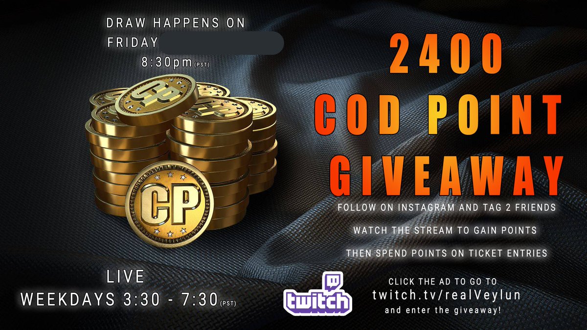 Veylun1's tweet photo. Running a little late to today’s stream, will be on ASAP. GIVEAWAY STILL HAPPENING TONIGHT AT 8:30pm PST !
FRIDAY DRAW
💰2400 COD Points/ $20 PayPal Giveaway!
💎Follow @Veylun1
Winner will receive cod points or $20 via PayPal
#COD #Warzone #PayPal #Giveaway https://t.co/KMRa1mfqfT