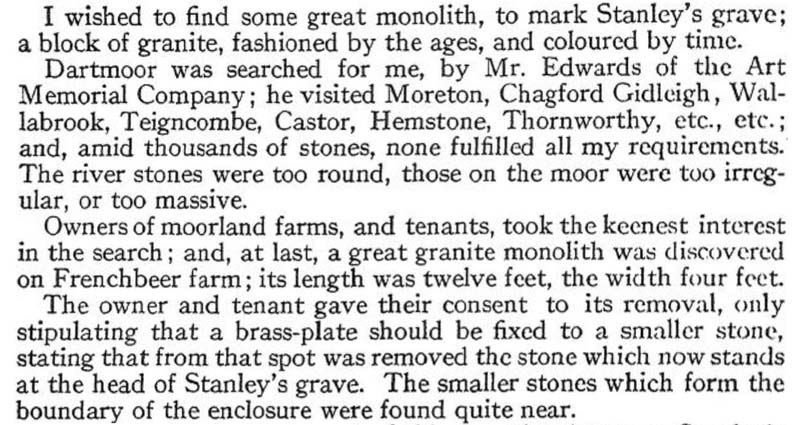 His wife Dorothy (an artist who studied at the Slade) explains it in Stanley’s (auto)biography... Perhaps Dartmoor was the place to look for something 'fashioned by the ages' because its archaeology was being investigated at the time by the Dartmoor Exploration Committee?