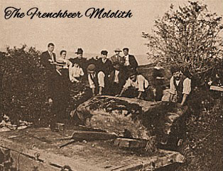 But what of the stone itself, which was discovered recumbent, forming part of a fence on the roadside? ( @dartmoorlander has put up this picture of it being prepared for transport) What was it doing there? Could it possibly once have been a standing stone…?