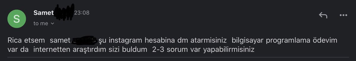 🤦‍♂️ ben niye tanımadığım birine dm atıyorum!? Hem neden instagram!? Ödevi nereye submit edeceğim onu da söyle bari...