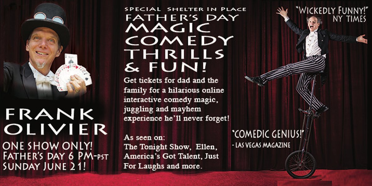 I’m putting on an online “Shelter-In-Place Father's Day Comedy Magic &amp; Variety Show” this Sunday!  It’s a really fun way to celebrate with family, who can’t celebrate in person. Lots of audience participation. It is a highly interactive show. - mailchi.mp/535d09a8f6ad/f…