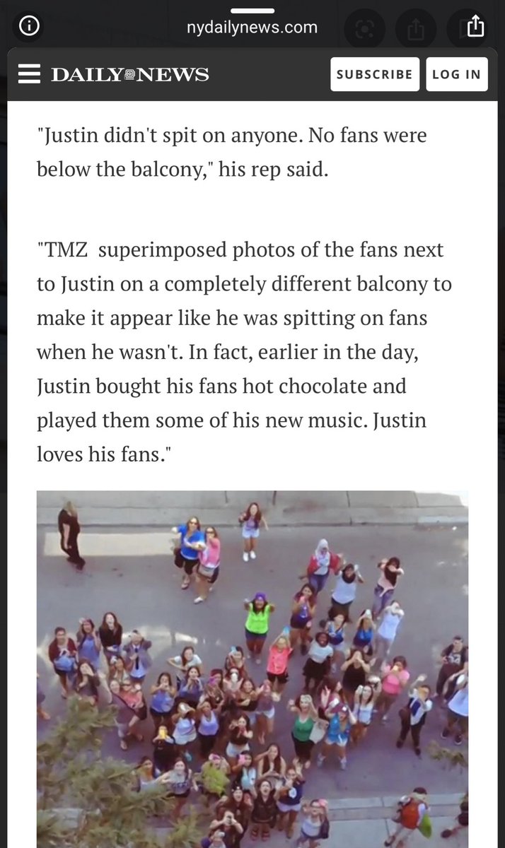 I'd like to start with this ridiculous rumor that he spat on his fans which was debunked several times but let me debunk it once again. It was confirmed by his team and JB himself that it's fake but also photos of the fans he "spat" on are from 2011 and he "spat" in 2013.