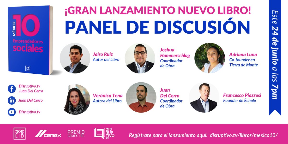 SocialabMx's tweet photo. ¡No te quedes fuera de la presentación oficial!

Regístrate para ser de los primeros en conocer los detalles de: 
México 1⃣0⃣ Emprendedores Sociales.
👉https://t.co/XeWPMPJPQU

@DisruptivoTV @delcerrojuan https://t.co/lDOFdDvlcJ