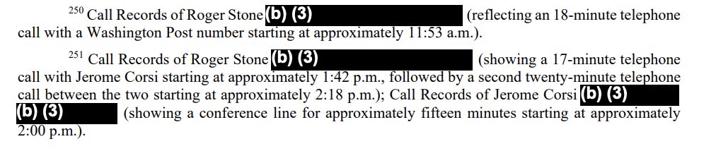 Notably, Mueller subpoenaed Roger Stone's phone records and found an 18 minute call with a Washington Post number around noon on October 7th.