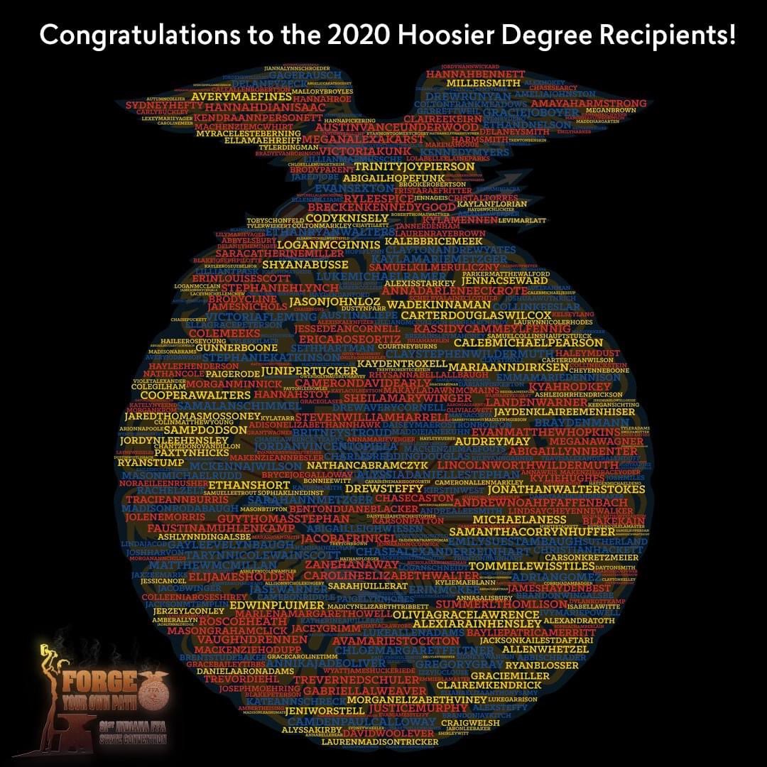 Cascade FFA had 4 members earn this degree/honor!  It’s quite an accomplishment, we are very proud of them!  Sad we don’t have official pic at Purdue receiving gold emblems and certificates but we will!
Congrats Dylan Kottkamp, Hannah Needham, Chase Searcy, and Mallory Broyles!