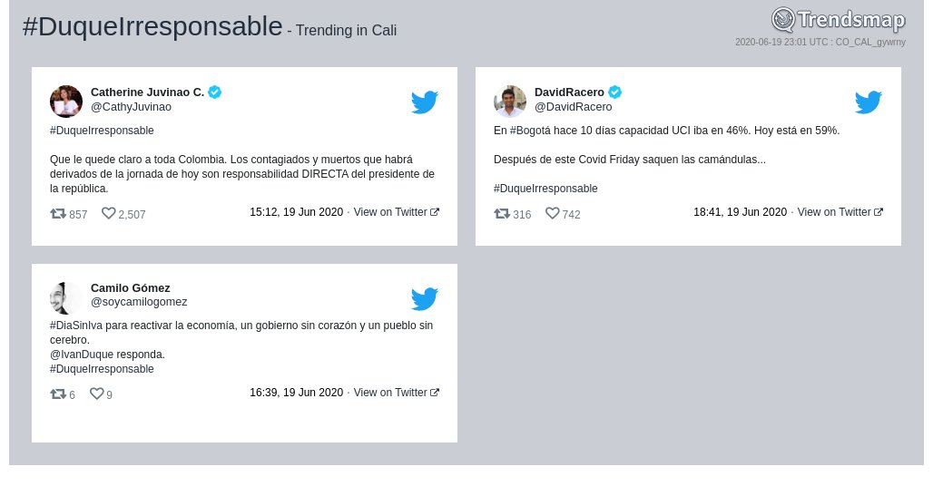 TrendsCali's tweet photo. #duqueirresponsable es ahora una tendencia en #Cali

https://t.co/x4m3xYUTAV https://t.co/O1cAEfi8gL