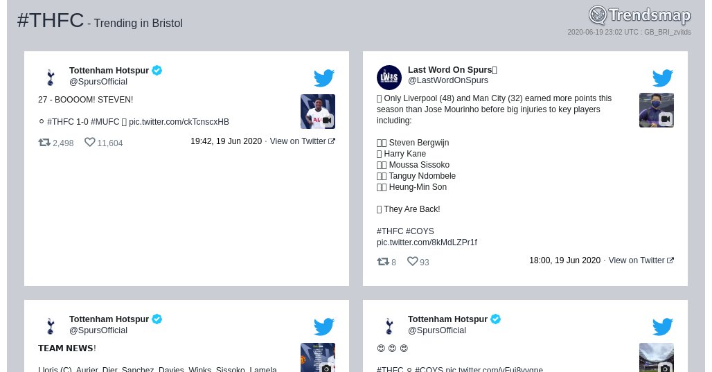 TrendsBristol's tweet photo. #thfc is now trending in #Bristol

https://t.co/tiWS1j2Ec9 https://t.co/z2qMXhA2Se