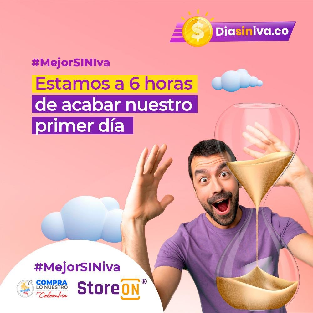 DiasinivaCo's tweet photo. ¿Aún no has realizado tus compras? ¡Tranquilo, estamos a 6 horas de finalizar nuestra primera fecha!

Ven y visita nuestra sitio https://t.co/ZEvIoLdwfe y descubre las marcas participantes y los productos en oferta

#MejorSinIVA #TurnON #QuedateEnCasa #DiaSinIVA https://t.co/Cjj0ou9i2U