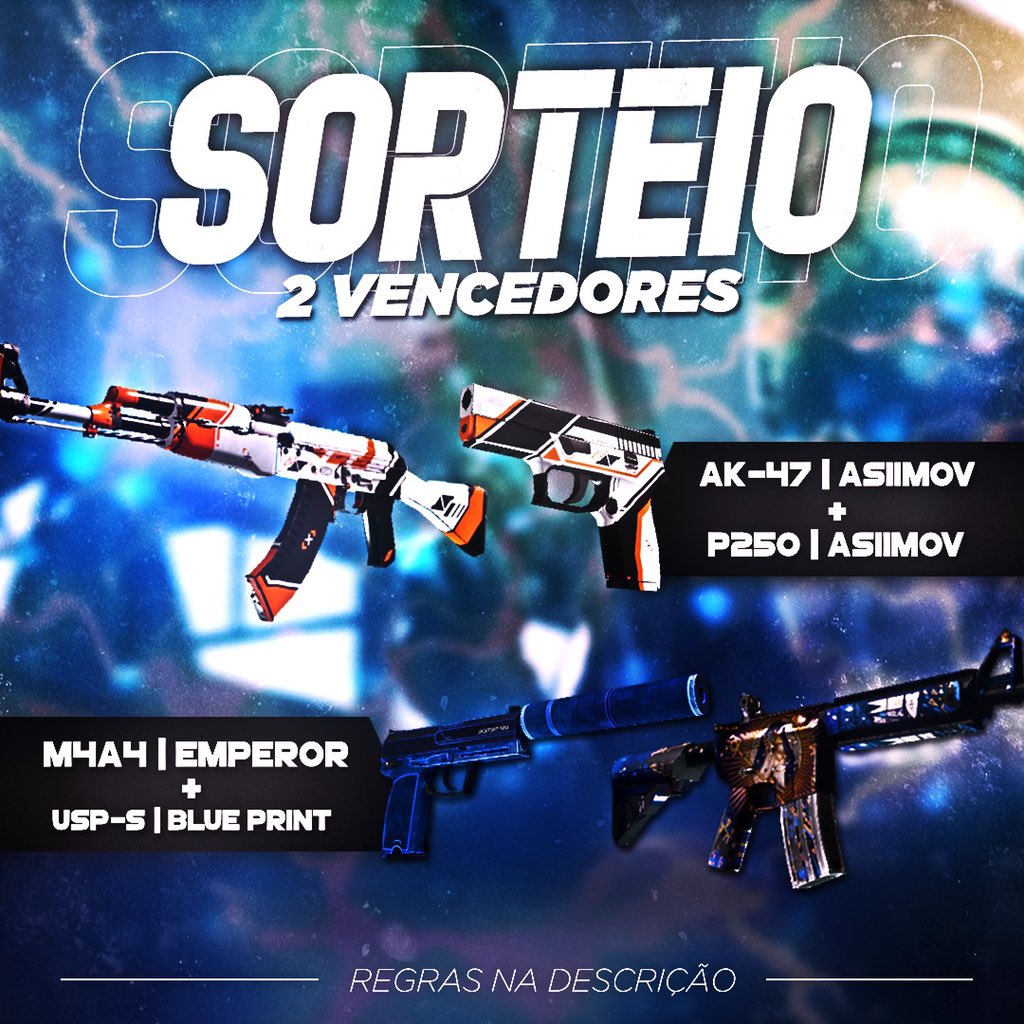 chelok1ng's tweet photo. SORTEIO COM A @Myzzilol NA ÁREA! 

Serão dois vencedores 
1° leva AK-47 + P250
2° M4A4 + USP-S

Regras: 
1. RT E LIKE
2. Marcar 2 amigos nesse post https://t.co/7rc5lyHsxw
3. Seguir https://t.co/8vzE07Rg3F
4. Seguir https://t.co/2LZnJ2GUBG

RESULTADO DIA 19/07 <3 https://t.co/OckoLQiyl0
