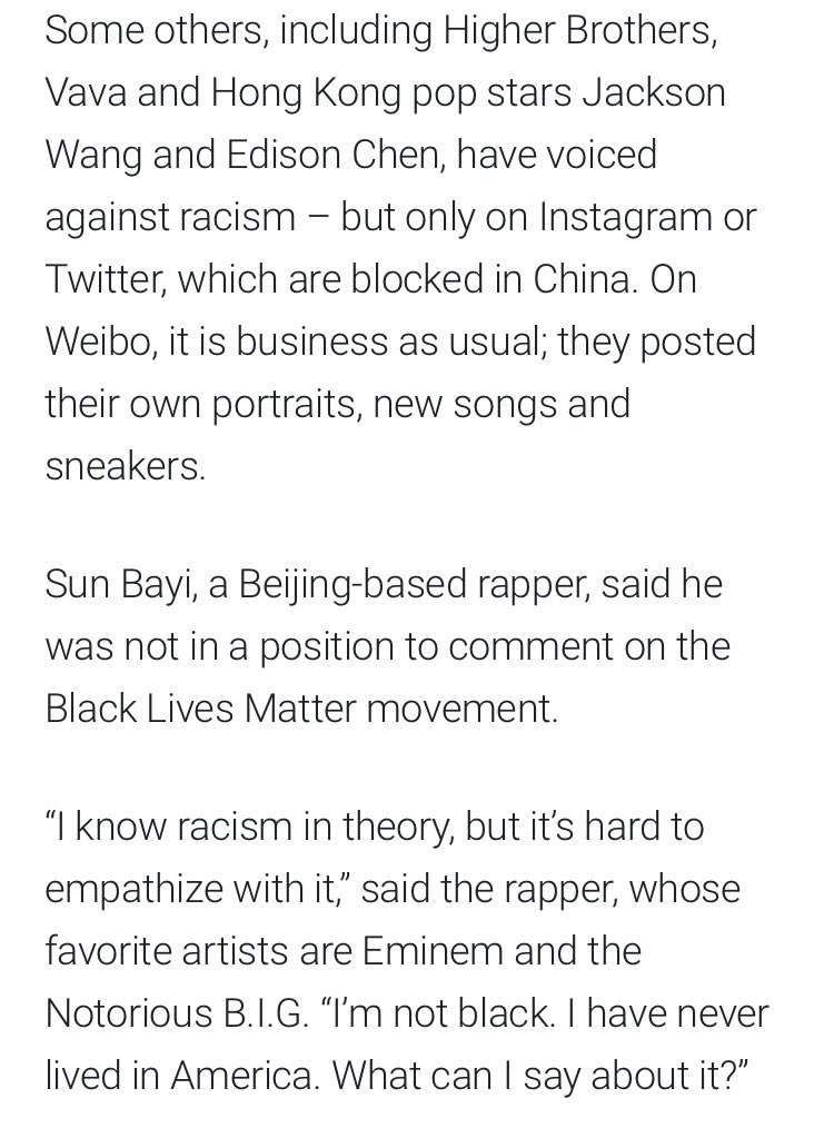 Too many good quotes to share, but this one from Beijing-based rapper Sun Bayi is especially illustrative of how in China, a Black art form originally aimed at challenging the status quo has instead become a tool for reinforcing it.