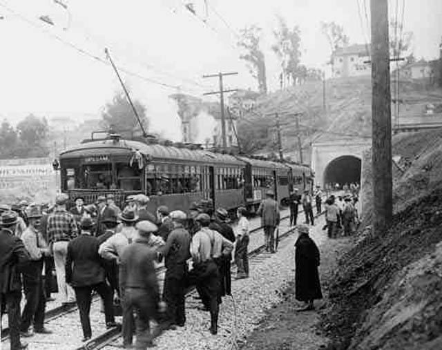 The  #PacificElectric Hollywood Subway was named due to most of its routes heading to or through  #Hollywood, despite not actually going there. It was also envisioned as a trunk for a larger PE subway system that never materialized. The tunnel opened on Dec 1, 1925.