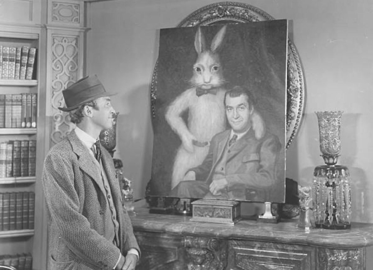 OHatRandom's tweet image. #JimmyStewart as Elwood P. Dowd in Harvey (1950)