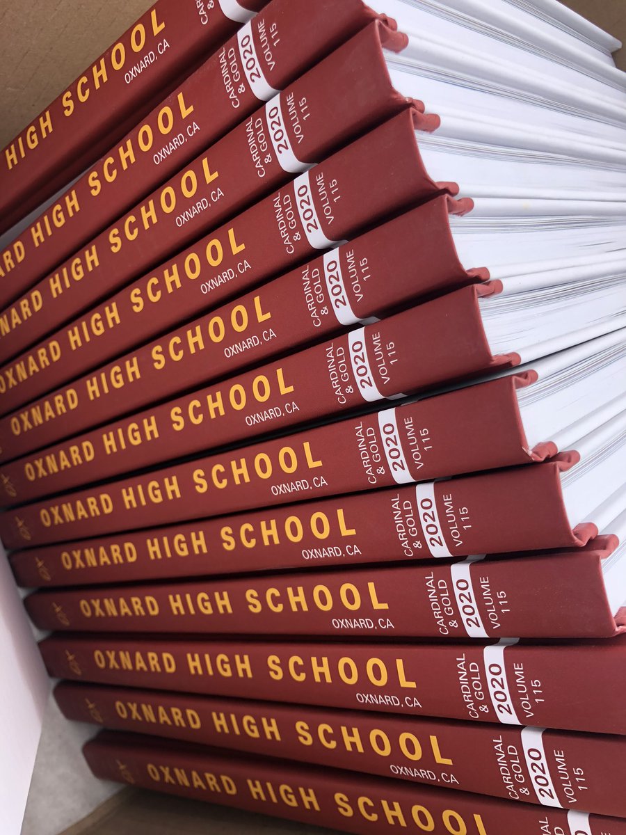 OxnardHSASB's tweet photo. Our Yearbook is here! We hope you grabbed yours today. Such a beautiful book from the cover to the inside pages. A love letter to OHS. Congrats to Ms.Roberts &amp; the yearbook staff! XOXO, ASB https://t.co/KC3HLGU8tY