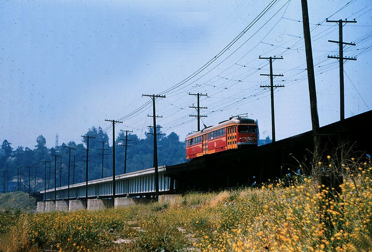 The Glendale-Burbank line crossed the  #LARiver on a bridge towards  #AtwaterVillage. The abutments remained after the 1955 closure and in January 2020 was re-purposed to support a new bicycle-pedestrian bridge.