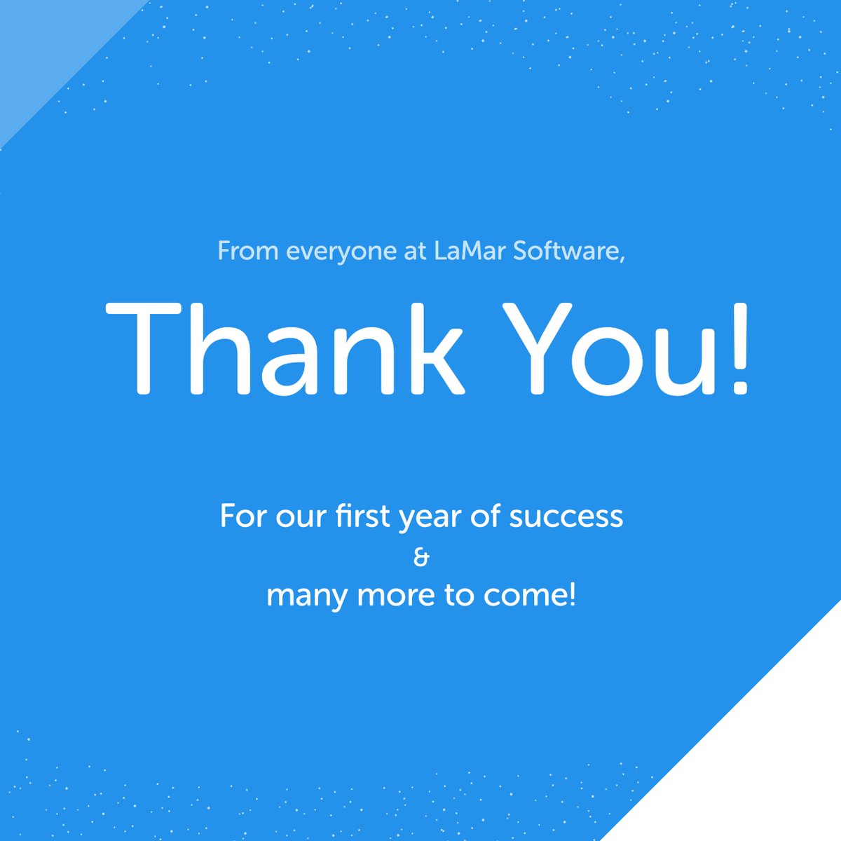 LamarSoftware's tweet photo. We are ecstatic and incredibly thankful for those of you who have helped us achieve this milestone! There is a bright future ahead of us, and we look forward to sharing that future with you.

#happybusinessanniversary https://t.co/T6APUn0nEc