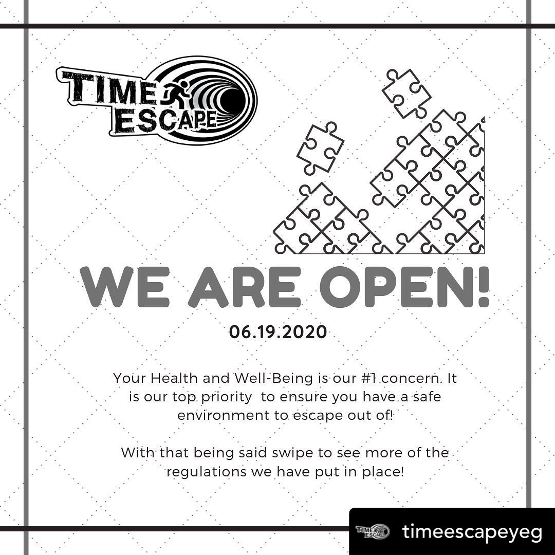 TimeEscapeYEG's tweet photo. We are open! 🥳 https://t.co/XkA3tQqVlZ