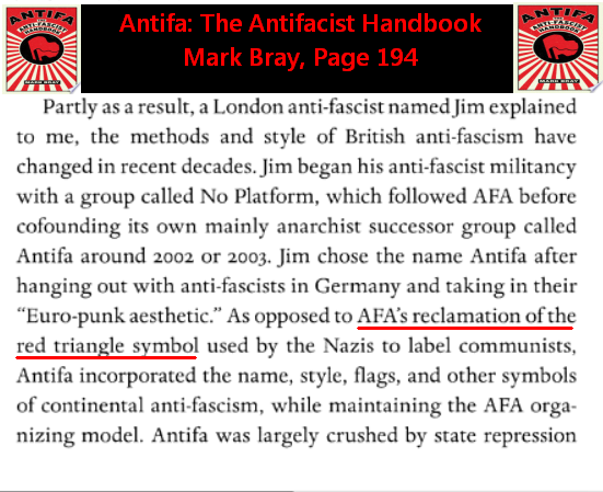 In the case of the red triangle, it has been used by pAntifa and other related groups for many years. It's even discussed in their "handbook" that is loved by the  #Dems Keith Ellison, the gf beater...(5/n)