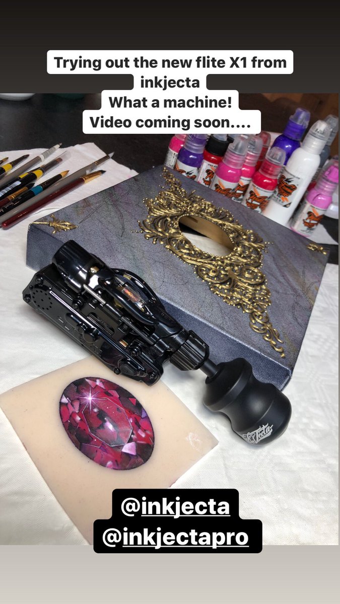 JennaKerrTattoo's tweet photo. @inkjecta I’ve been testing out the new flite X1 from inkjecta on @reelskintattoos synthetic skin. what a revolutionary machine this is!!!! It is a dream to work with. 💎 https://t.co/BXkM4CQZ4T