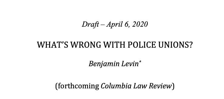 274/ "Police unions have fought to shield their members from public scrutiny and legal accountability. And police unions repeatedly have rallied behind politicians hostile to criminal justice reform, racial justice, and labor rights." [Proposes more nuanced discussion of unions]