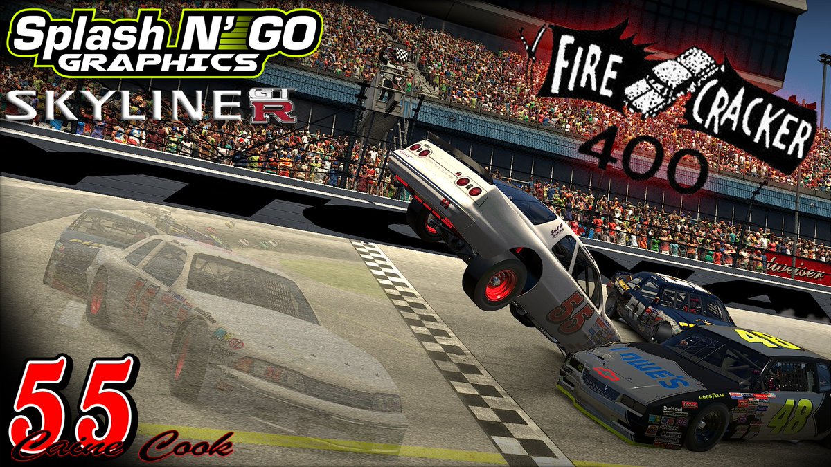 caine_cook's tweet image. Reaching for the sky to qualify for the @eRacr_gg #FireCracker400 tonight in Heat #7. Taking @Cosmin_Ioanesiu's beautiful #Splashngographics Skyline GTR to the big show or the junkyard.