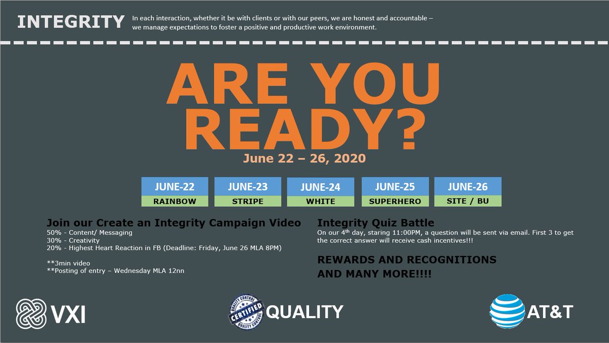 QC01QC07's tweet photo. Integrity Week https://t.co/quaybRXvS8