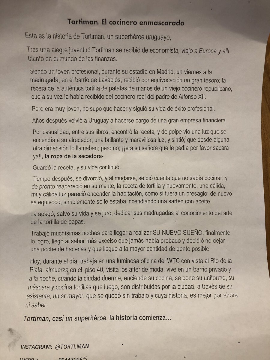 Viernes a la noche y por casa pasó Tortiman.

Cabrera recomienda.

(Este tuit no es chivo, canje ni promoción de tipo alguno).