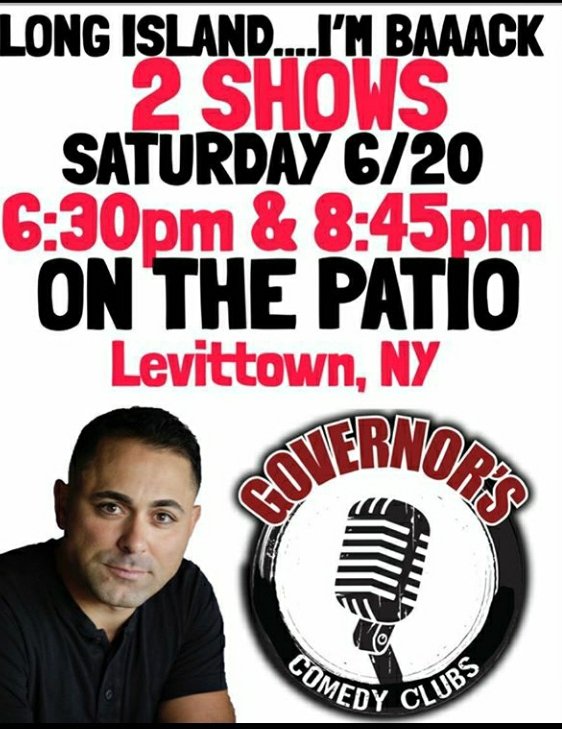 ComedyGovs's tweet photo. #LongIsland #Tommorow @rodiacomedy is back! #ThePatio #Levittown #governorscomedy https://t.co/s6SuYV6mDS