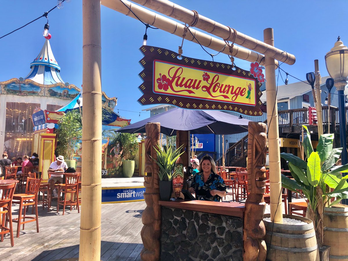 playerssf's tweet photo. Our pop-up tiki bar patio is now open on Pier 39! Big seating area with distanced tables. Full menu of island inspired foods and cocktails, beer and wine. Outside of Players Sports Grill at the end of Pier 39! Luau Lounge Tiki Bar Patio hours 12 pm to 9 pm daily. #outdoordining https://t.co/7l2ox2G284