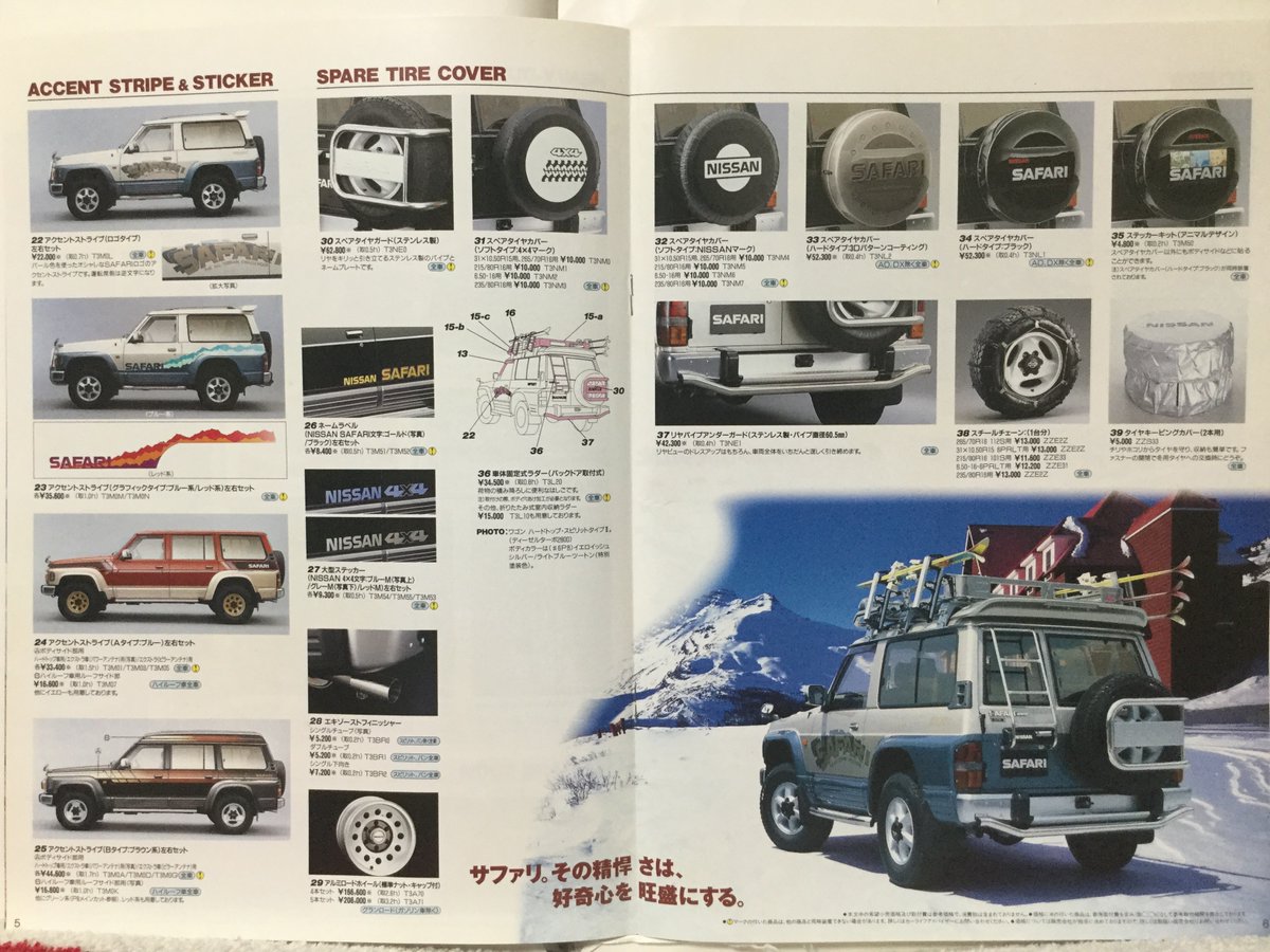 サファリ 前期 Y61 資料集　新車解説書 カタログ 4✕4マガジン、CCV Y60 サファリ オプションカタログ
