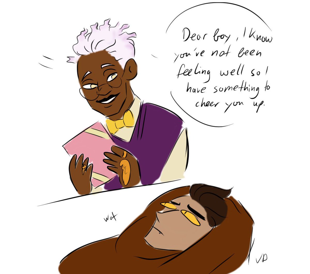 Valerie_Sparkle's tweet image. Sometimes Crowley is a sad little blanket roll but at least Aziraphale knows how to cheer him up
Some Book Omens again