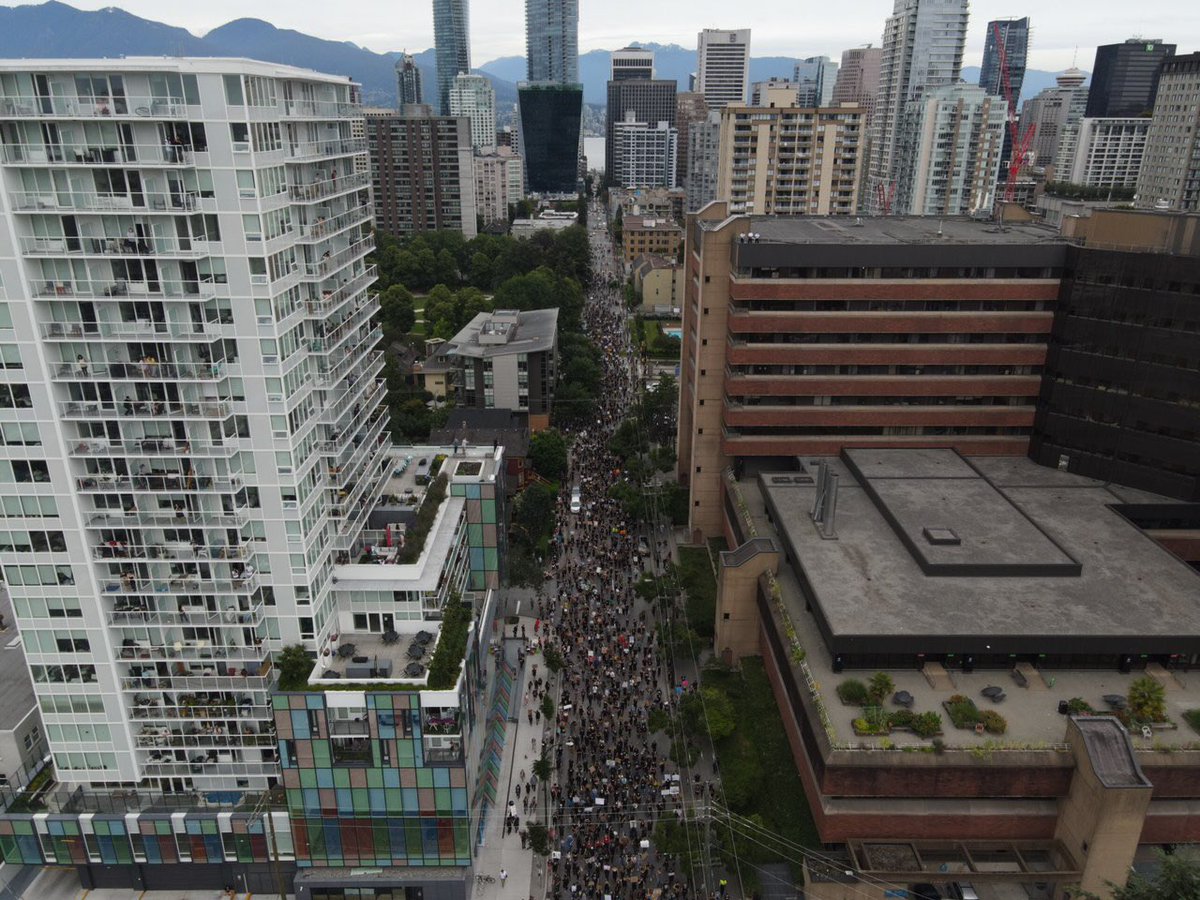 Aerial view of the BLM march in #Vancouver. #JUNETEENTH2020
