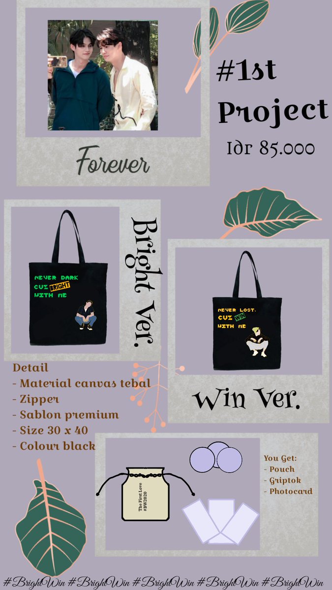 ThaiChemistry's tweet image. Thai Chemistry #1stProject &quot;BrightWin Forever&quot;

Premium ToteBag
Bright Ver &amp;amp; Win Ver
IDR. 85.000
📍DetaiI
*Material Canvas tebal
*Zipper
*Sablon Premium
*Size 30 x 40
*Colour Black

Order DM/WA 😊
#TCProject #snowballpower
#GlobalLiveFMxBrightWin
#BrightWin #Bright #Winmetawin