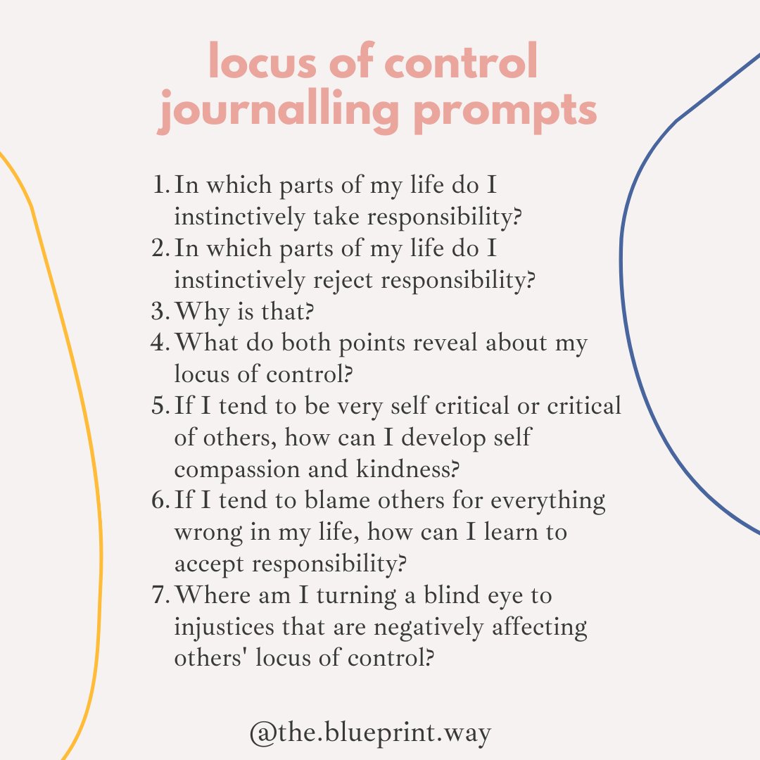 blueprintway's tweet photo. It's the weekend! Here are some journalling prompts to help you reflect more on your current locus of control.
#TheBlueprintWay #locusofcontrol #antiracist #mentalhealth #amplifymelanatedvoices #MillennialTherapist #BlackMentalHealth #BlackFemaleTherapists https://t.co/9945IQQ281