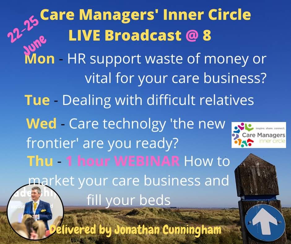 💥UK Care Home Managers' Inner Circle💥 presents another week of valuable live broadcasts to its members.🎥 LIVE @ 8. 

Care managers inner the home of 'battle knickers'!😳

If you're not a member don't worry as Thursday Webinar is open house👍 facebook.com/groups/STORMCa…
