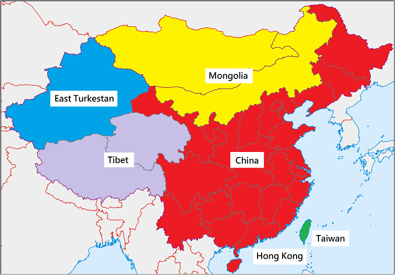 INDIA VS CHINA:-******************way Forward by India:-2) India needs to recognize  #Tibet ,  #Taiwan ,  #HongKong by ending its one sided one china policybelow image shows their exact political location