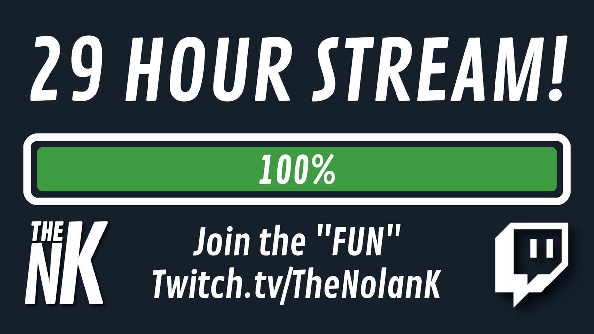 TheNolanK's tweet image. 🚨 29 Hour Stream Update 🚨

🔋 100% Complete / 29 Hours Down ✅

🕒 "Worst 24 Hour Speedrun, EVER!" 🥉

👀 twitch.tv/TheNolanK 📺

#boxr #twitch #eft @bstategames #csgo #cod
 #live #stream #marathon #bf4 #Civ5