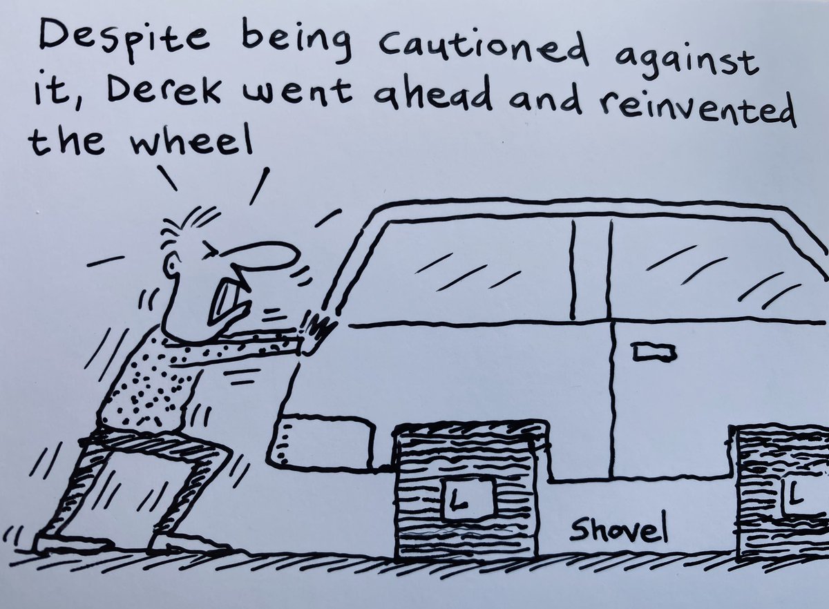 MartinShovel's tweet photo. My cartoon - despite being cautioned against it, Derek went ahead &amp; reinvented the wheel https://t.co/lkziDrZYQK