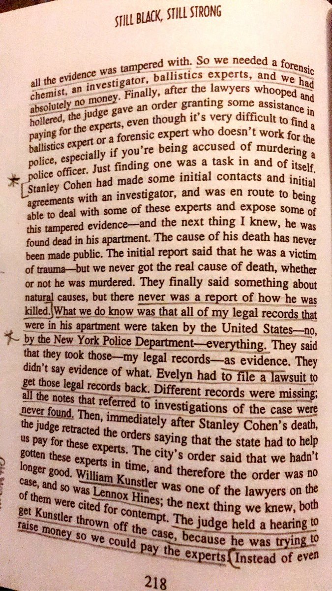 Assata Shakur on fascist NJ/NY courts & how the state/govt harassed, jailed & even murdered attorneys for defending her.Lawyer Stanley Cohen, was found dead in his apt. but “there never was a report of how he was killed.”NYPD stole her legal records from his apt. as “evidence”