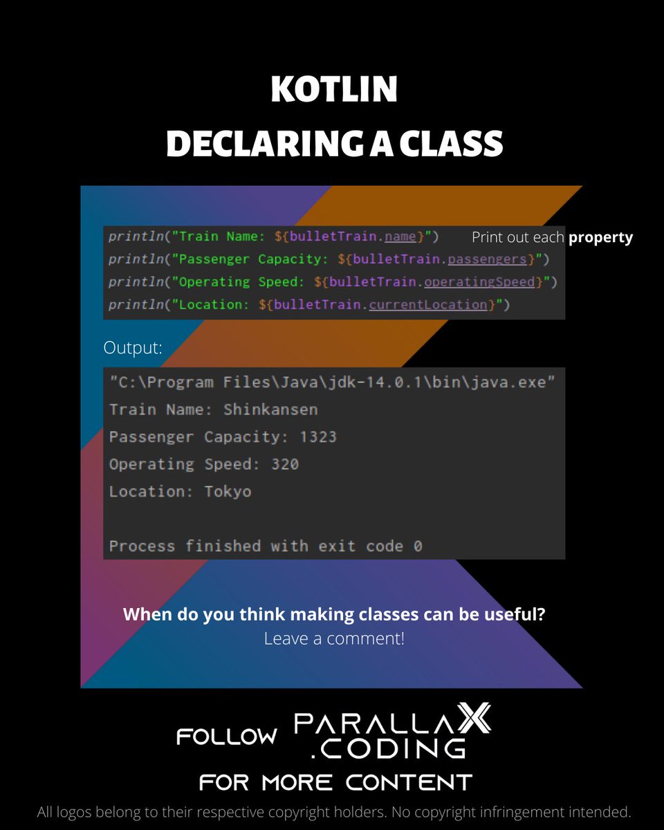 parallaXcoding's tweet image. Kotlin: Learn how to Create A Class | 𝙃𝙖𝙣𝙙𝙢𝙖𝙙𝙚 𝙛𝙤𝙧 𝙮𝙤𝙪 𝙗𝙮 𝙥𝙖𝙧𝙖𝙡𝙡𝙖𝙓.𝙘𝙤𝙙𝙞𝙣𝙜 #app #mobile #coding #android #ios #dev #developer #programming #programmer #code #computer #kotlin #java #100DaysOfCode #software #softwaredeveloper #google