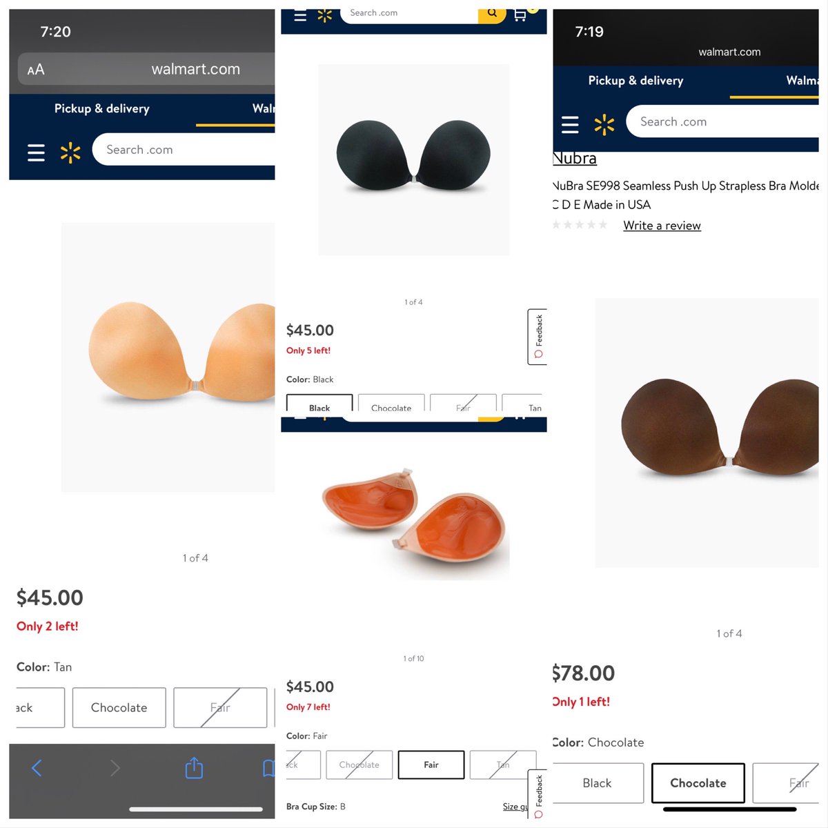 marienoelle38's tweet photo. @Walmart @WalmartInc 
Why is the exact same bra only $78 when it’s the chocolate nude bra?! https://t.co/en5orUKUUE