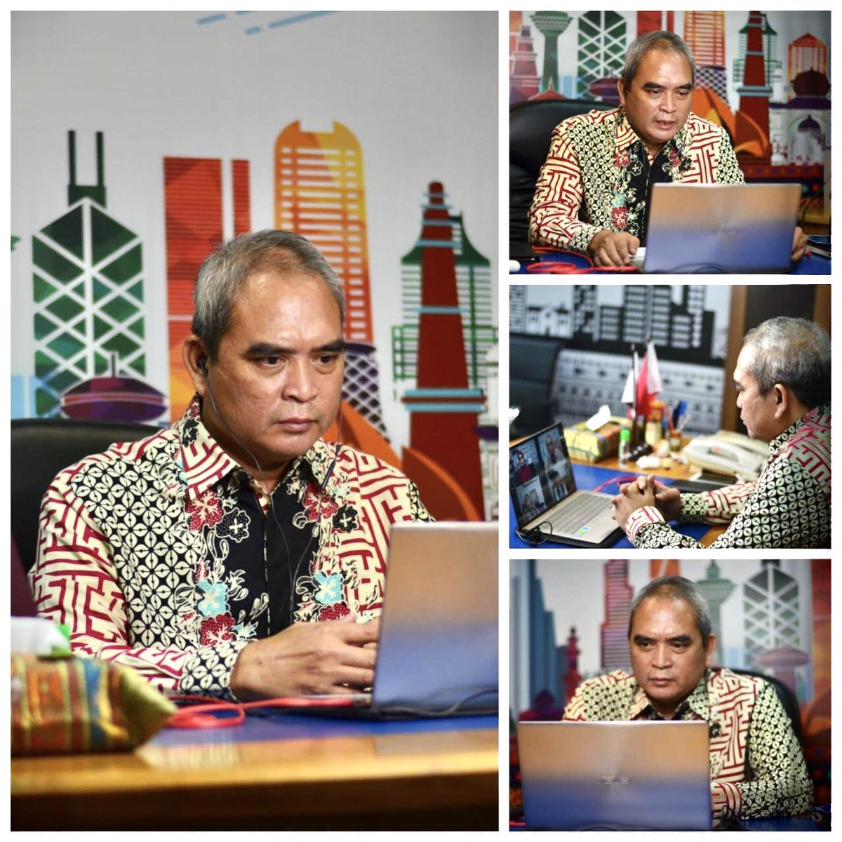 SigitWtj's tweet photo. When in action to have online coordination meetings w/ related stakeholders #TATO #Airlines #VITO #MoFA ⁦@Kemlu_RI⁩ #KBRI #KJRI preparation for the next webinars #hopeforthebest ⁦@indtravel⁩ ⁦@Kemenparekraf⁩ #MoTCE #DBP #DitRegII #RegIII #GDSP #9Fl #18-19/6/2020 https://t.co/d2YPmmMnii