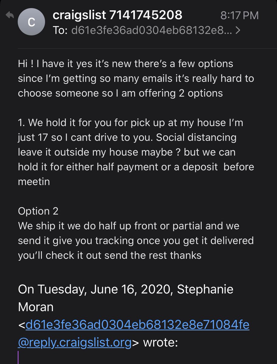 Stephanie (@dcmagurl) on Twitter photo Seriously <a href="/craigslist/">craigslist</a>, I can believe you continue to allow this person to steal peopleās money. Once you pay, a fake address is given! Seriously <a href="/craigslist/">craigslist</a>, I can believe you continue to allow this person to steal peopleās money. Once you pay, a fake address is given!