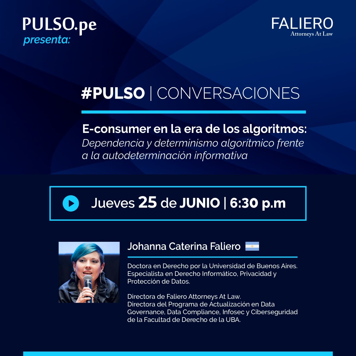 JoyCfTw's tweet image. 🔊Estaré participando en la Edición del 🗓 25 de Junio 🕘20:30h BsAs
#Pulso | Conversaciones 🇵🇪 con #Econsumer en la era de los #algoritmos:
dependencia y determinismo #algorítmico frente a la #autodeterminacióninformativa

Regístrate aquí 📲 link.pe/tc25

Los espero!