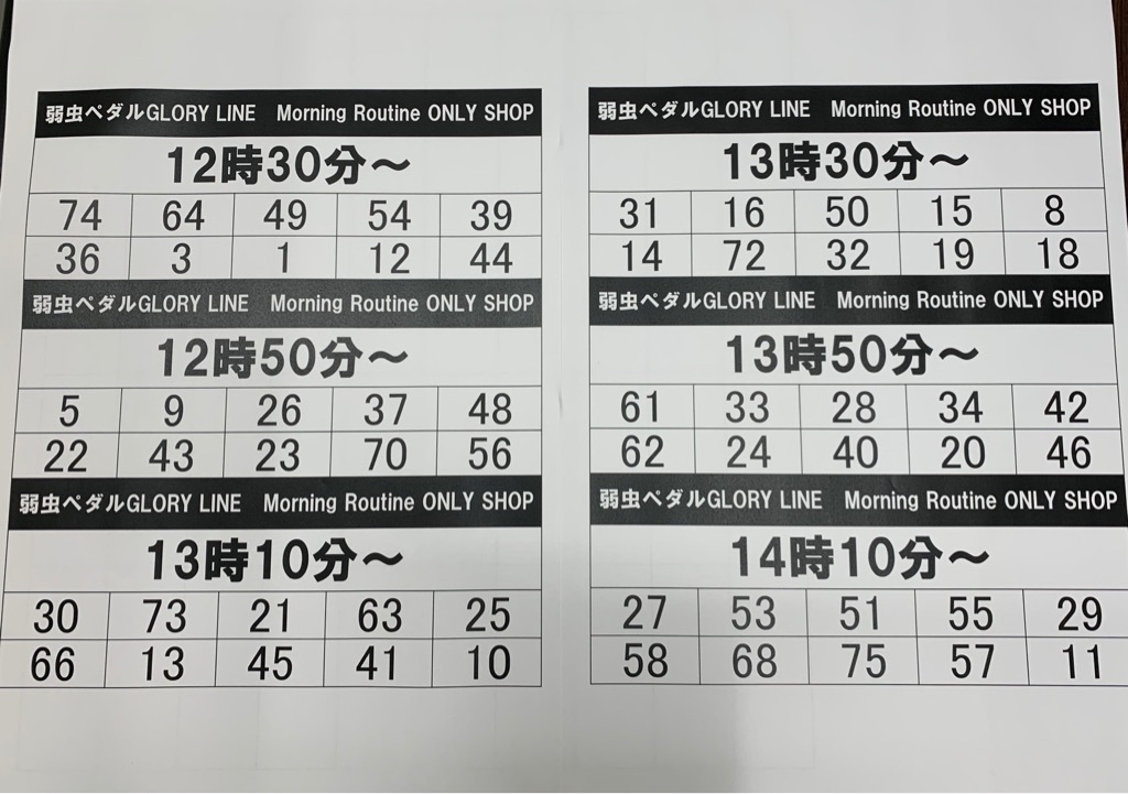 ট ইট র 渋谷マルイ モディ アニメイベント 弱虫ペダルglory Line Morning Routine Only Shop In Shibuya Oioi 入場抽選結果のお知らせ 本日6 土 のご入場のシャッフル抽選が完了しました 下記画像の 入場時間 ご自身の整理券番号 をご確認の