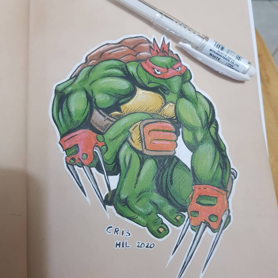 CristianoHil's tweet photo. Saiu outra tartaruga, dessa vez fiz o Rafael, o esquentado do grupo! Ainda inspirado pelo lançamento da @PIPOCAENANQUIM
Another ninja turtle! This time, the toughest of the group, Rafael.
#draw #drawing #markerpens #sketchbook #tmnj #tartarugasninjas https://t.co/AvUj8LdZzd